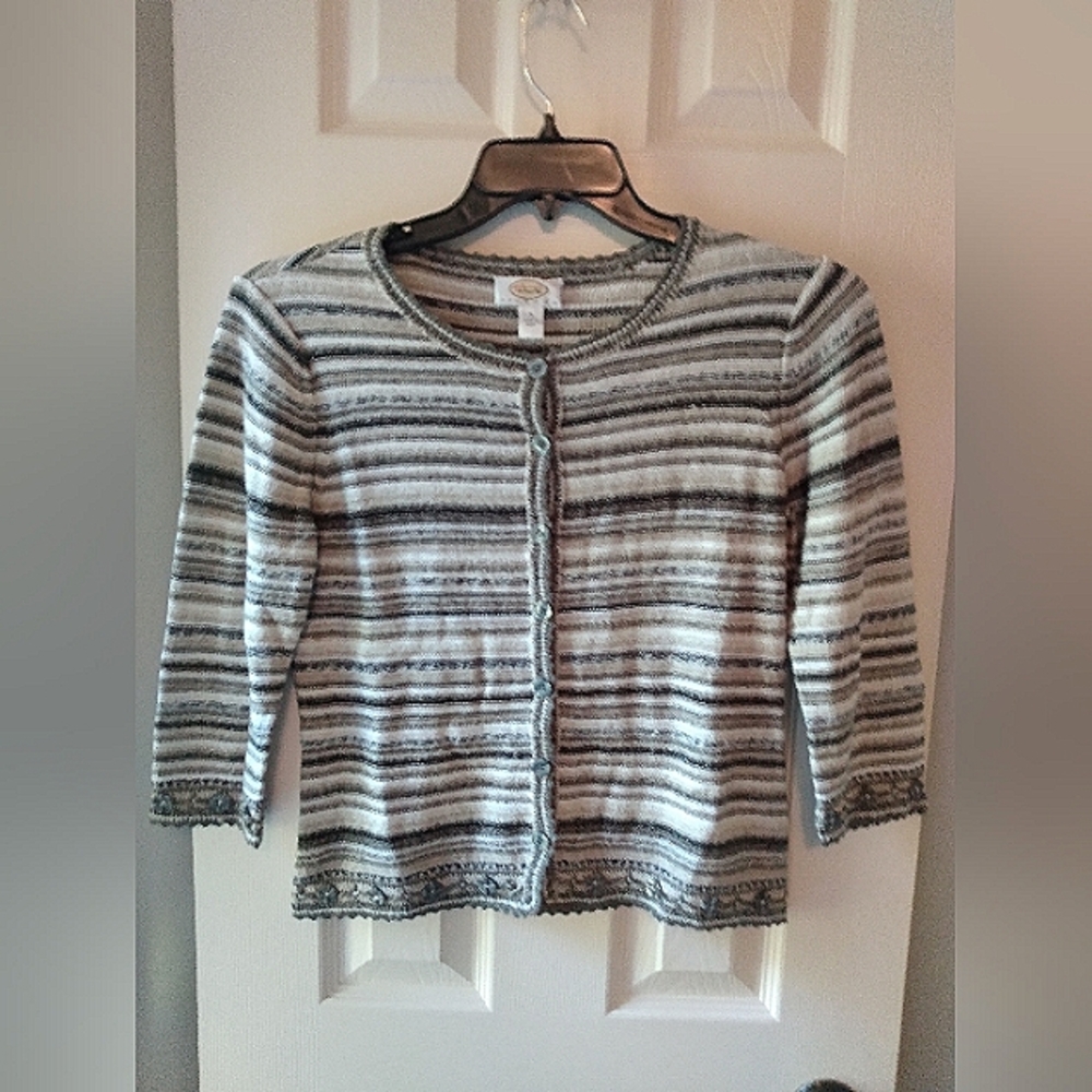 ♥️HP! Talbots | Button Up Cozy Cardigan Striped Sweater Small Petite
